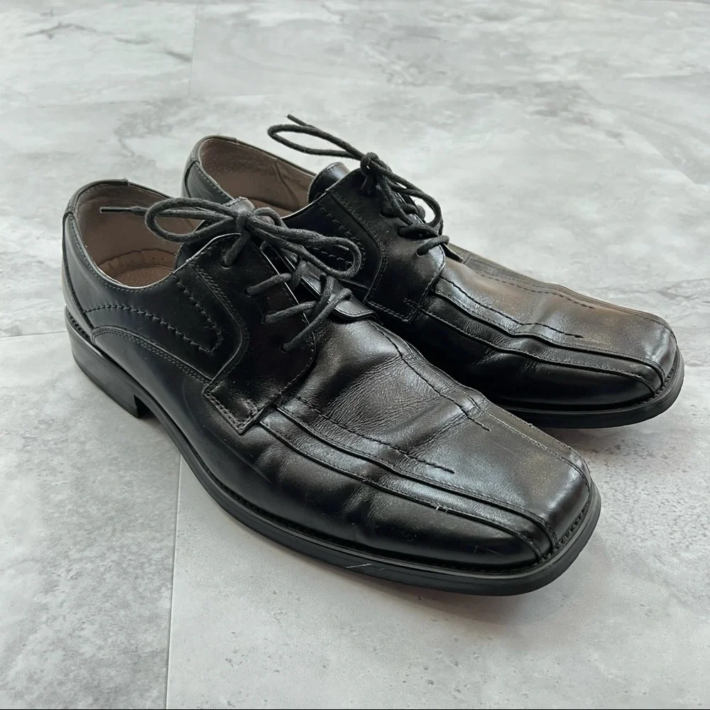 Stacy Adams Size 9.5‎ Black Leather Dress Shoes